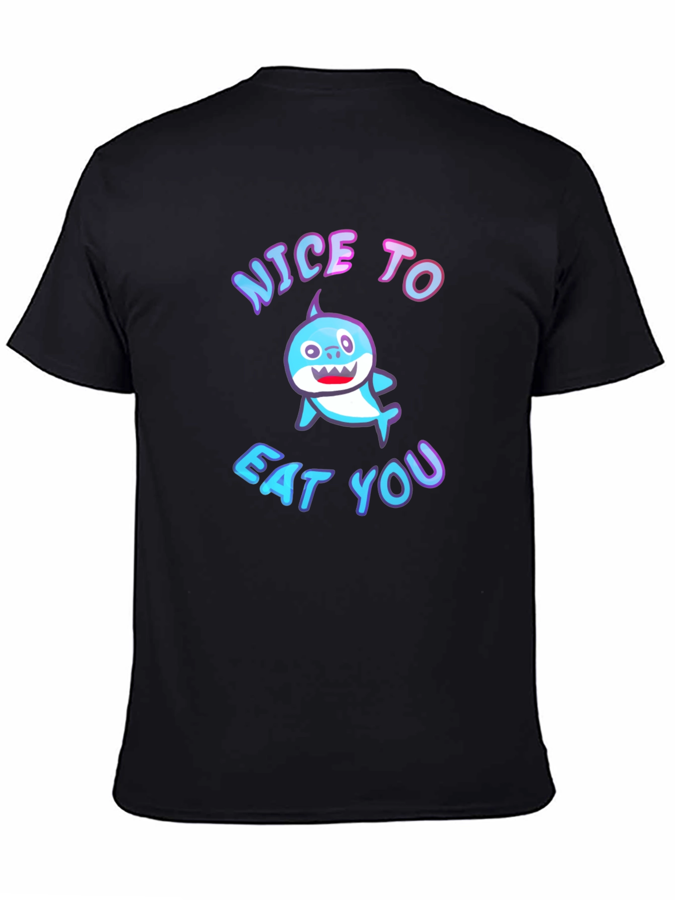 Black Nice to Eat You Baby Shark Black T-Shirt view 4