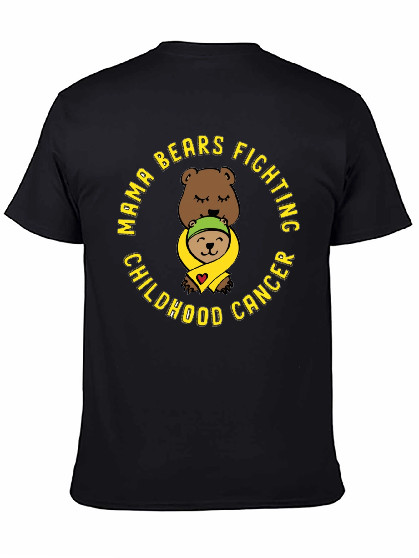 Black Mama Bears Fighting Childhood Cancer T-Shirt view 4