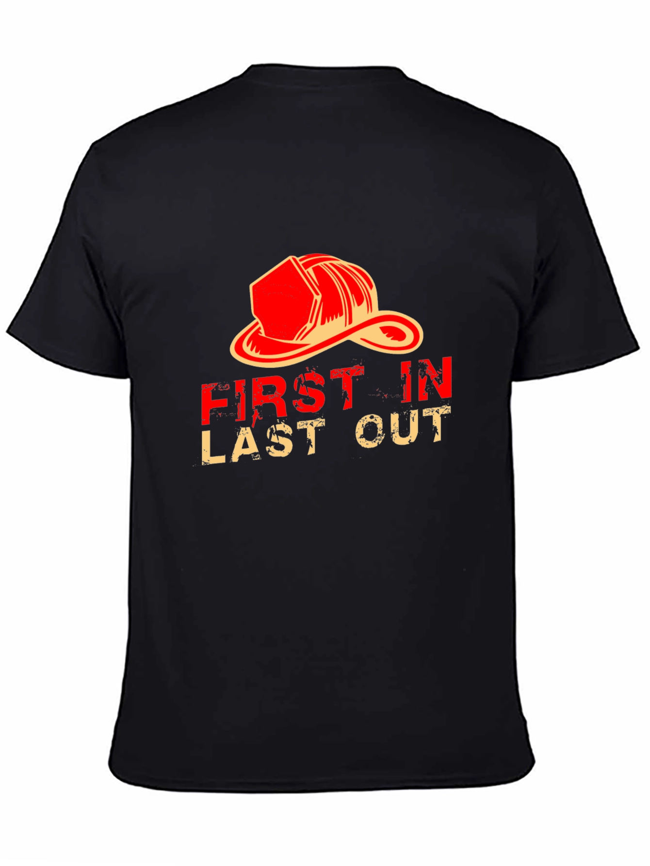 Black Firefighter Graphic T-Shirt - First In Last Out view 4