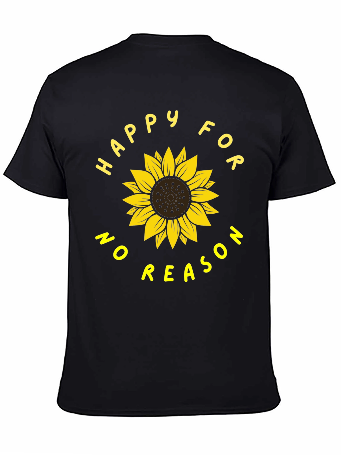 Black Happy For No Reason Sunflower Graphic Tee view 4