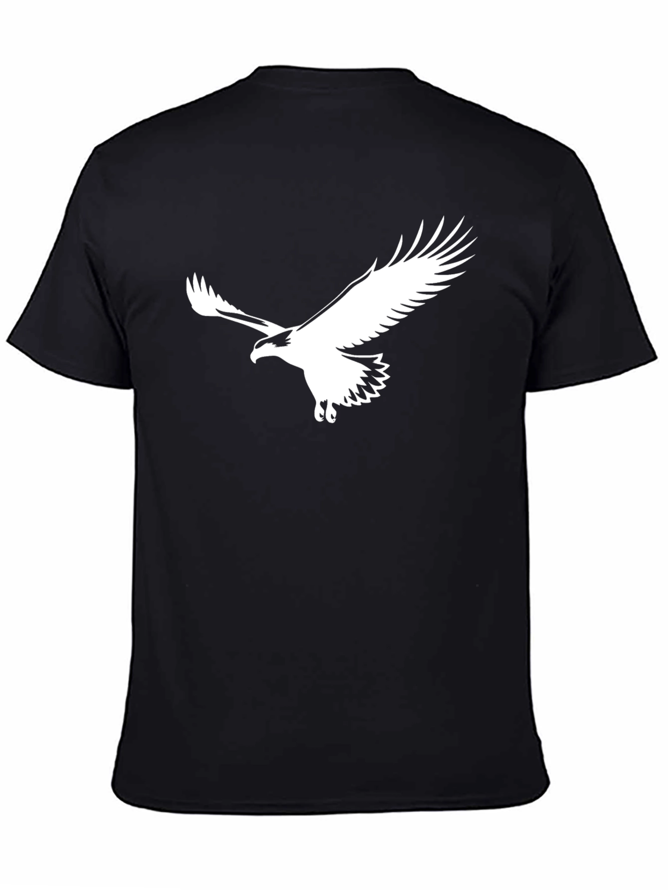 Black T-Shirt with White Eagle Graphic - 4