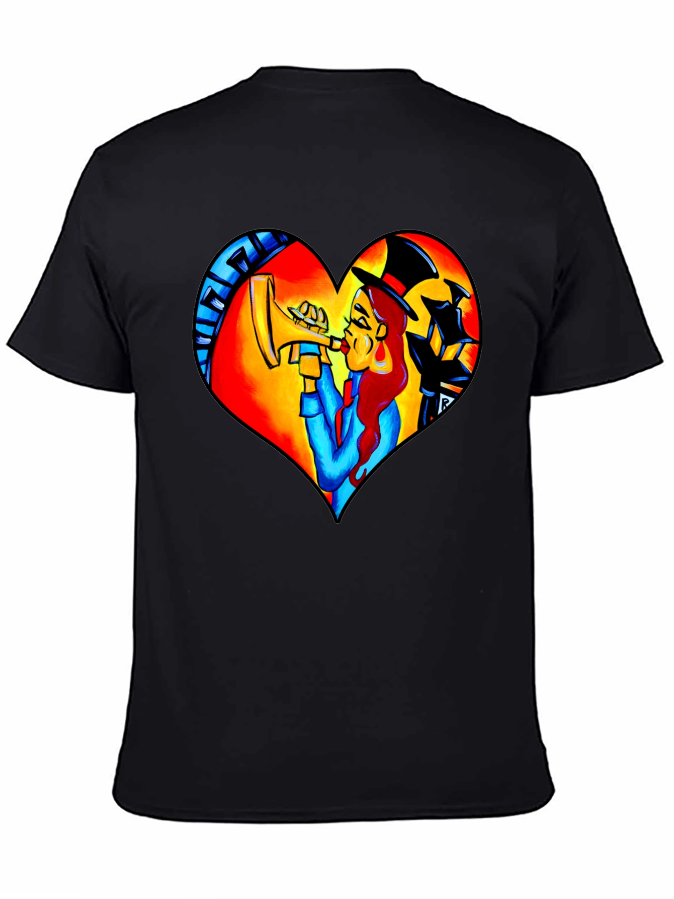 Black Jazz Heart T-Shirt - Musical Design view 4