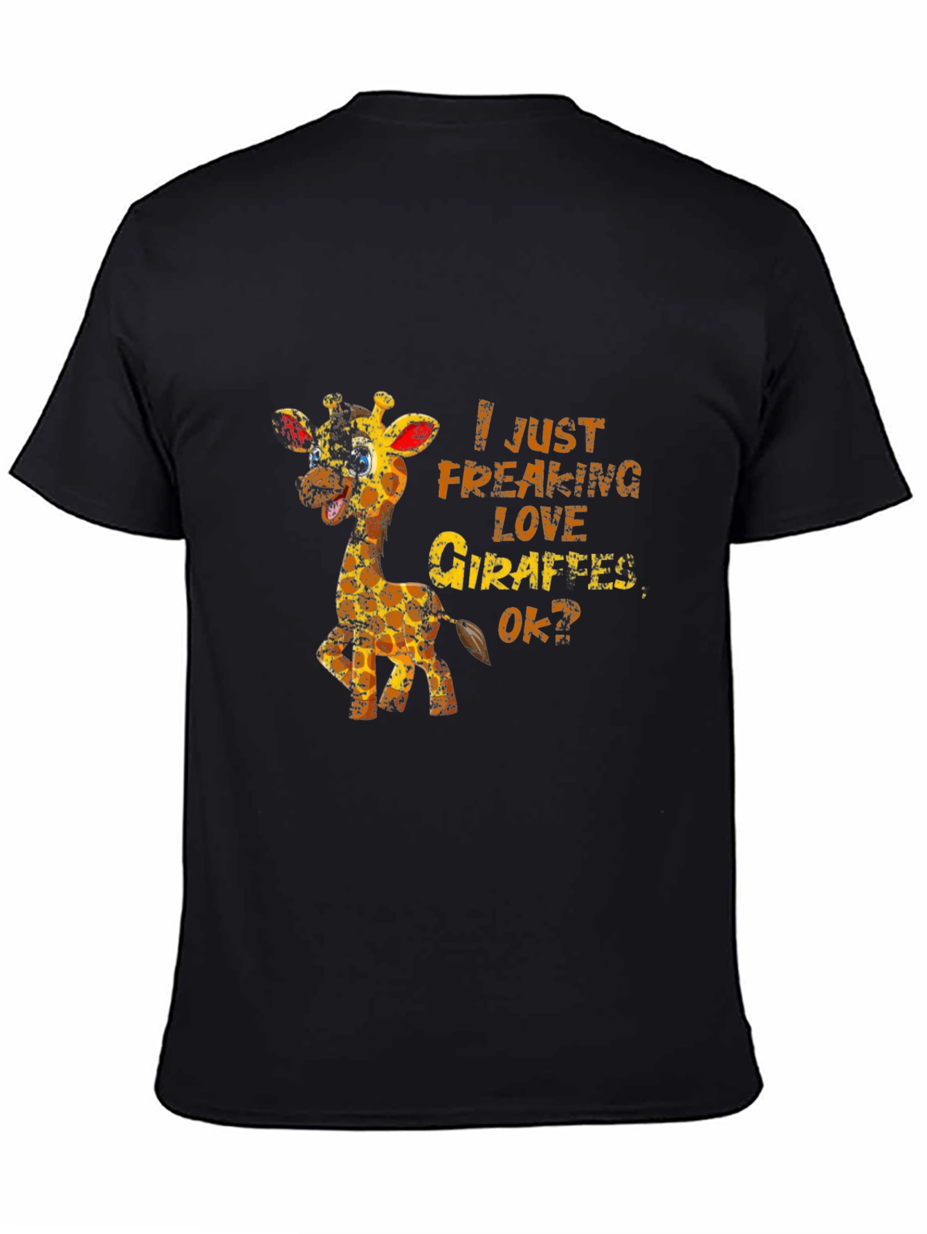 Black Giraffe Lover T-Shirt: I Just Freaking Love Giraffes view 4
