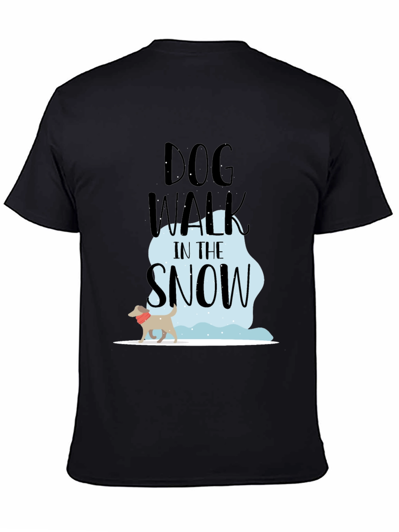 Black Dog Walk in the Snow T-Shirt view 4