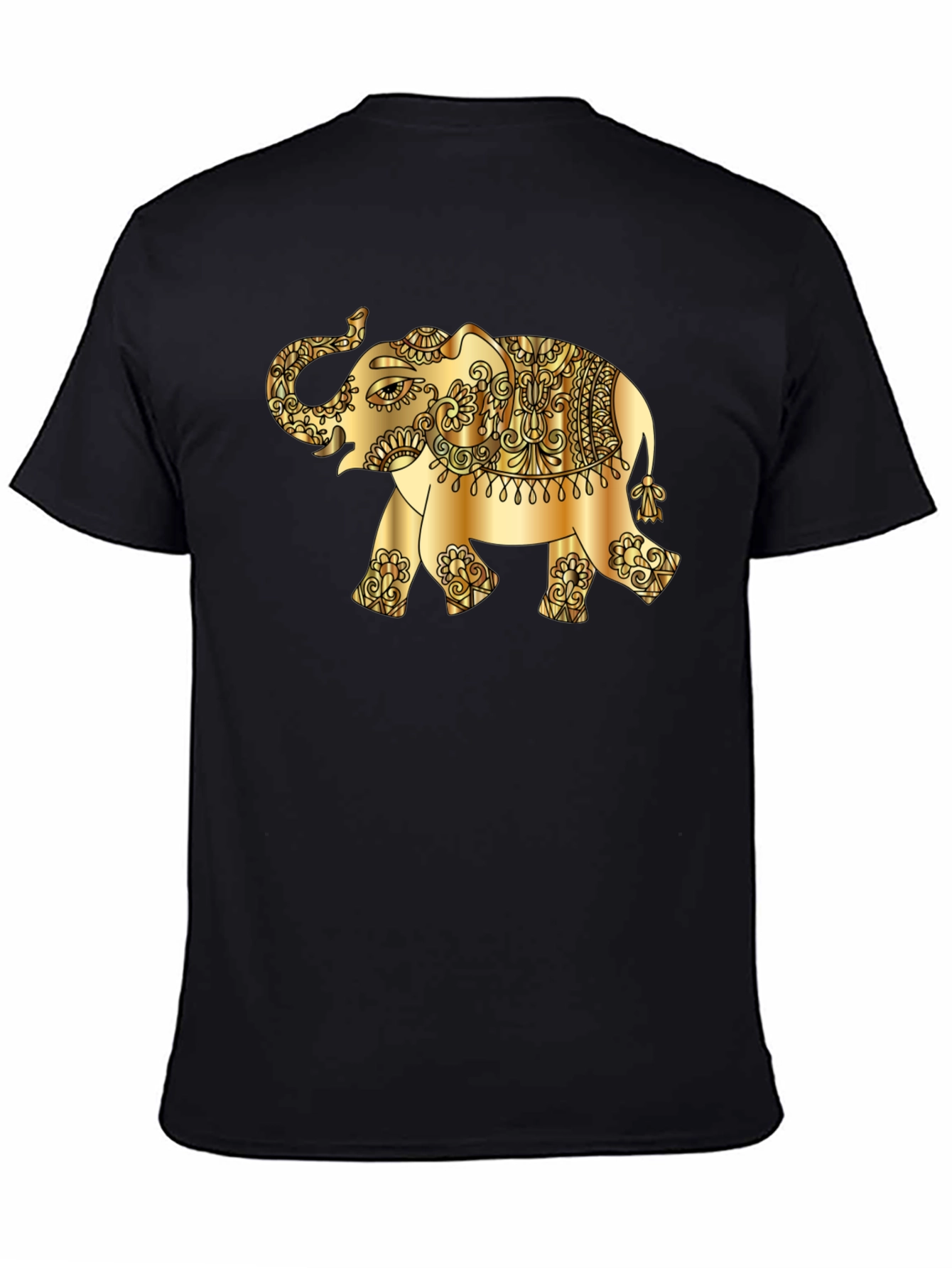 Black Golden Elephant Graphic Tee - Stylish Black T-Shirt view 4