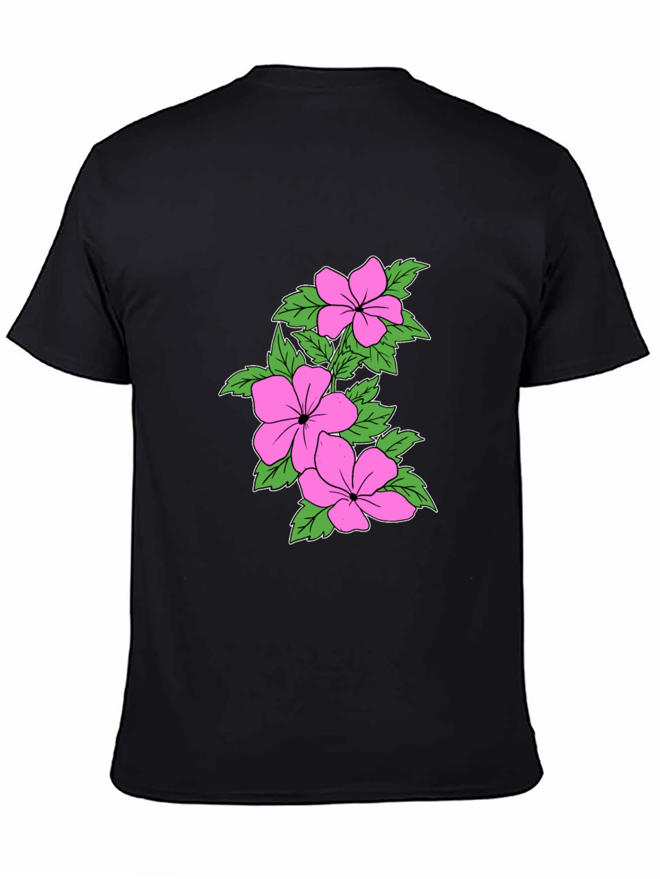 Black Floral Print Crew Neck T-Shirt - Black view 4