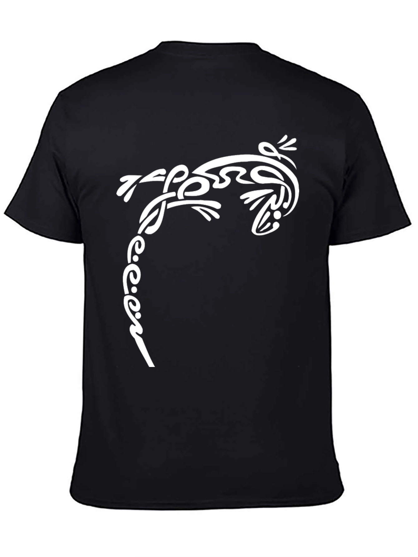 Black Tribal Lizard Graphic Tee - Black Cotton view 4