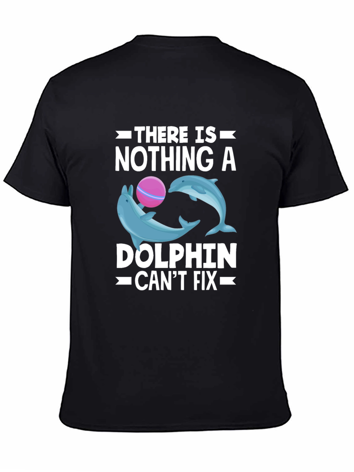 Black Dolphin Fix T-Shirt - Black Cotton Graphic Tee view 4