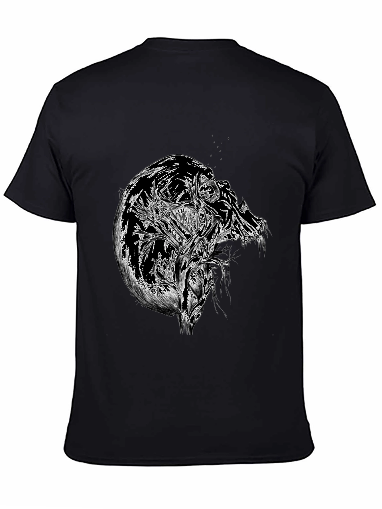 Black Abstract Skull Graphic Black T-Shirt view 4