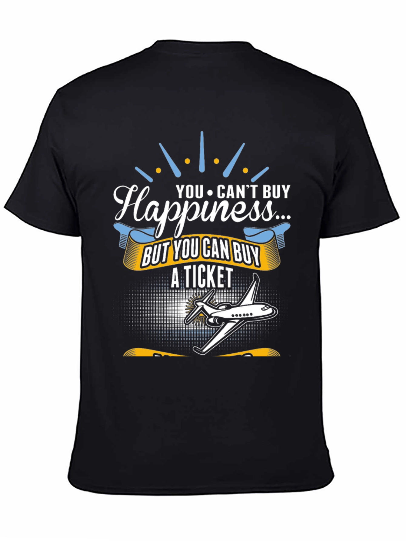 Black Happiness T-Shirt - Buy A Ticket - Aviation Tee view 4
