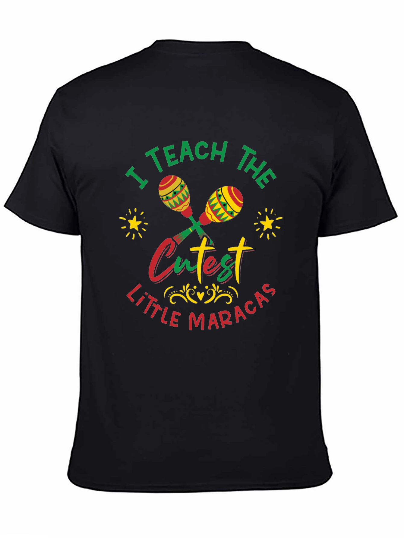 Black Cute Maracas Teacher T-Shirt view 4