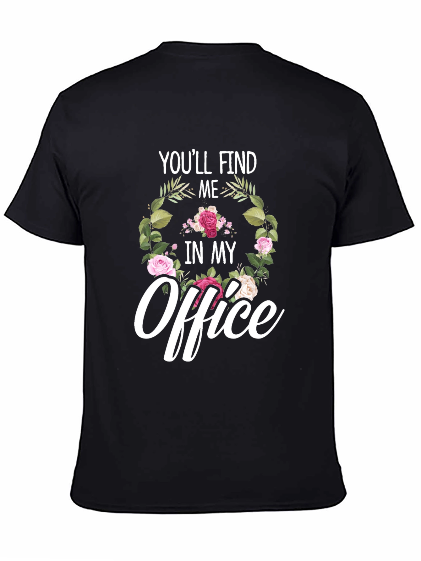 Black Floral Office T-Shirt view 4