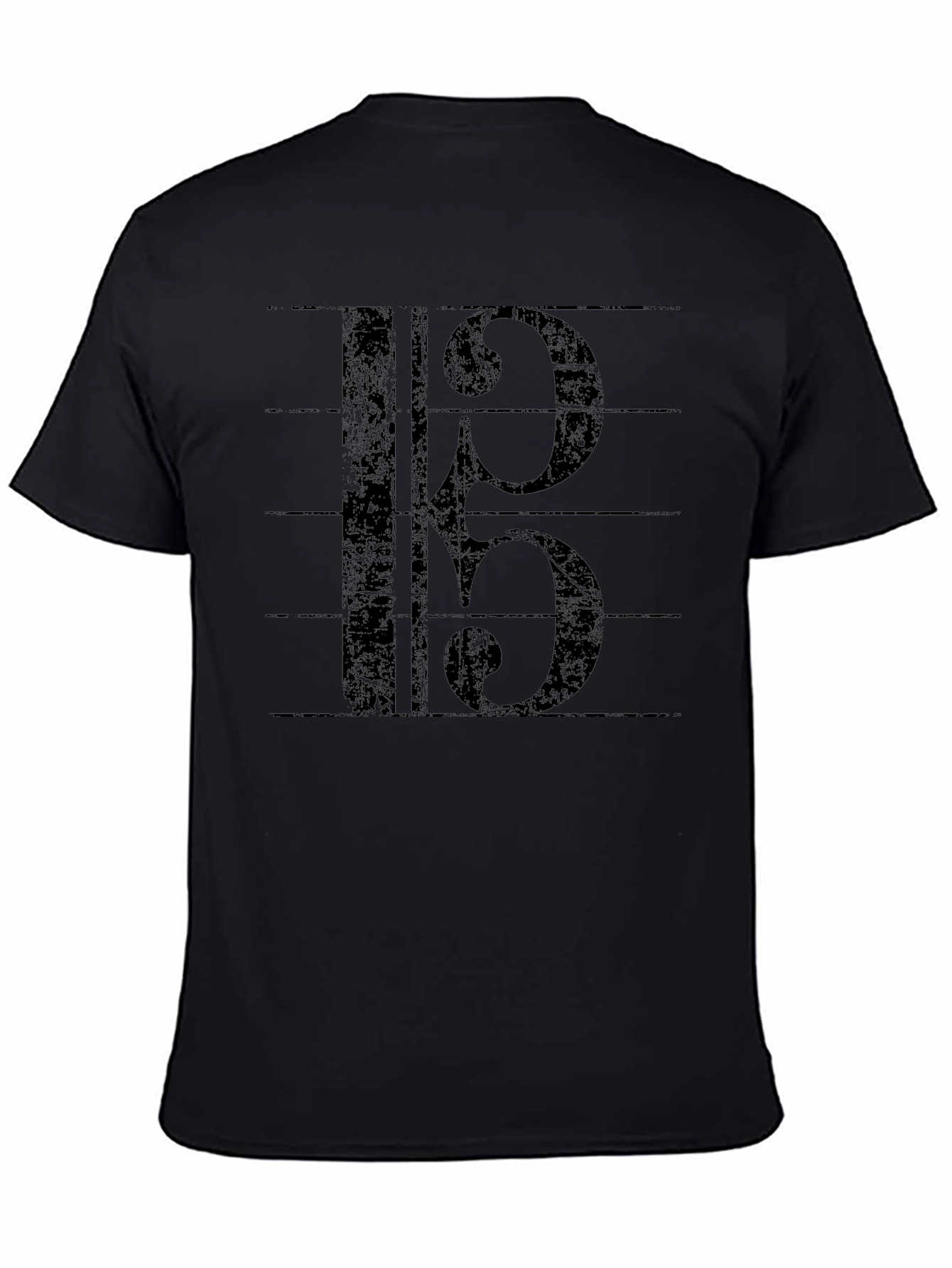 Black Bass Clef Music T-Shirt - Black Graphic Tee view 4