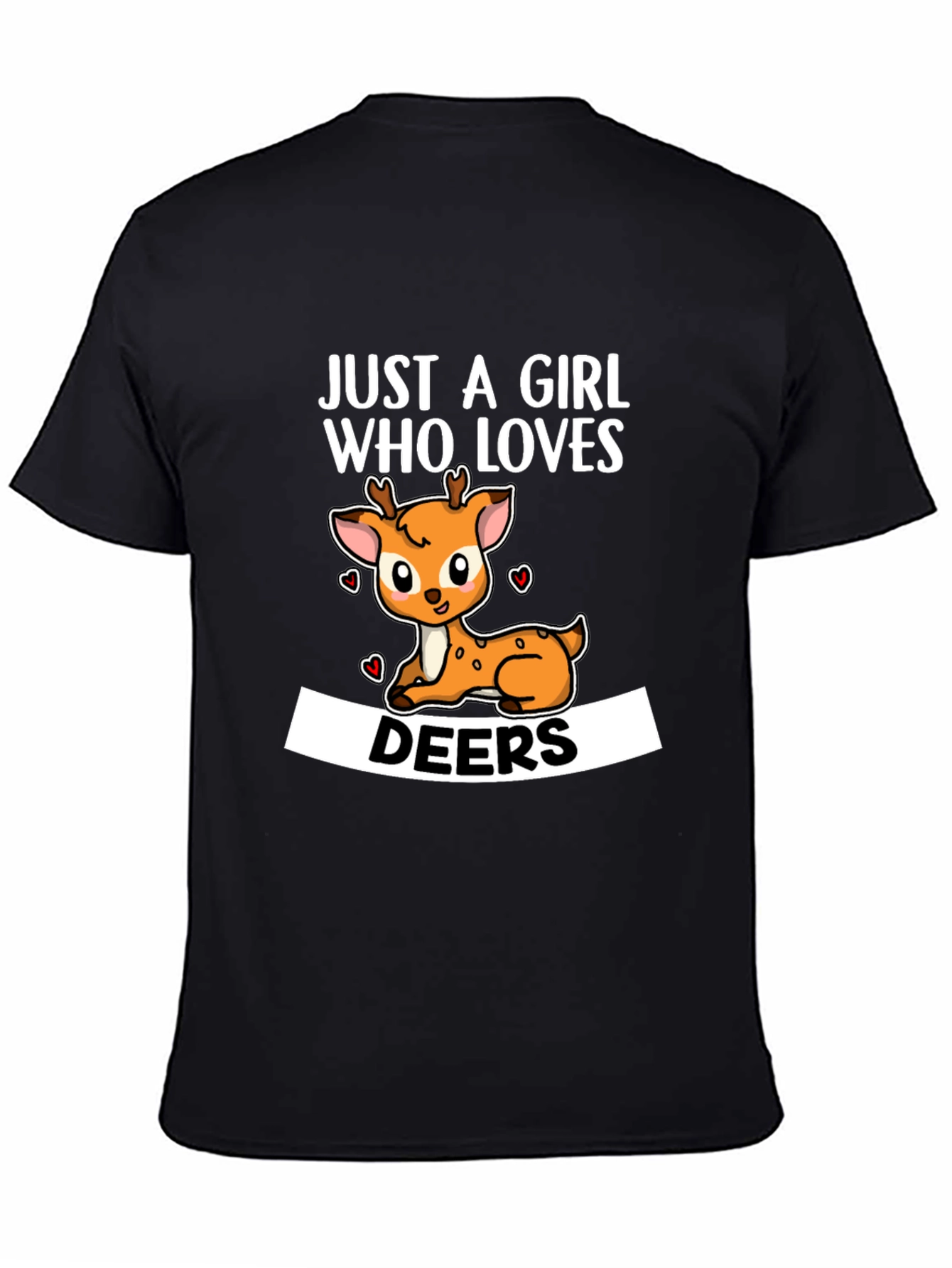 Black Just a Girl Who Loves Deers T-Shirt view 4