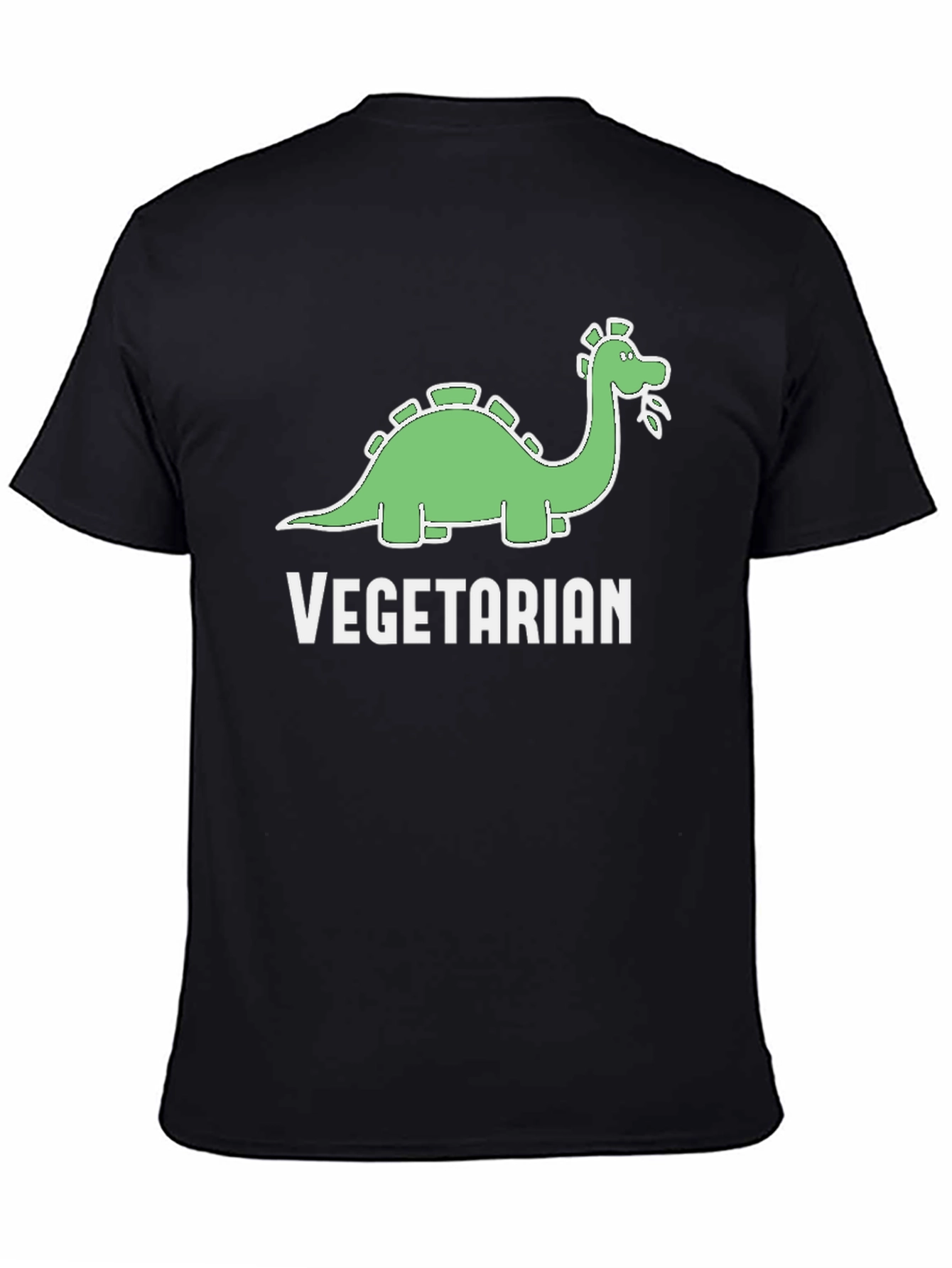 Black Vegetarian Dinosaur T-Shirt Funny Graphic Tee view 4