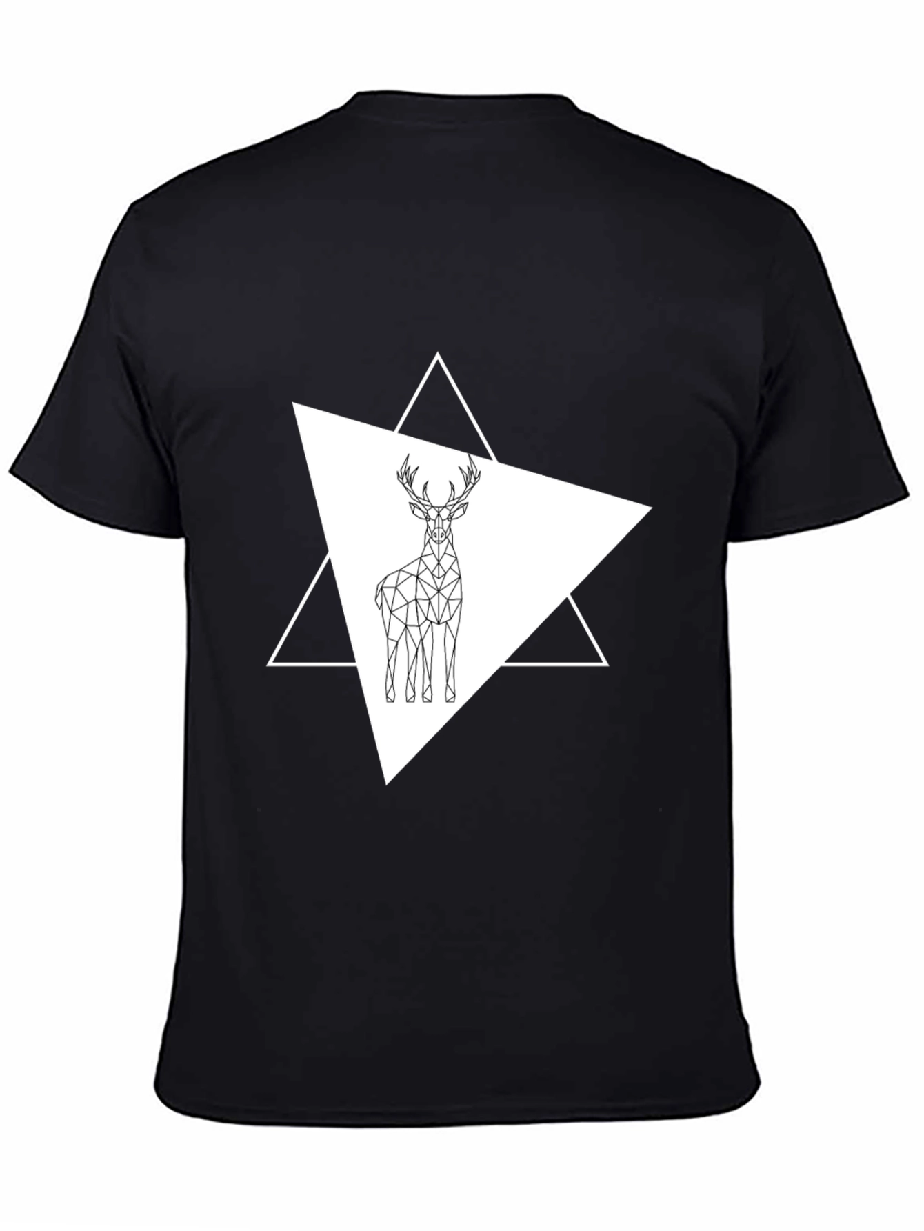 Black Geometric Deer Graphic Tee - Stylish Black T-Shirt view 4