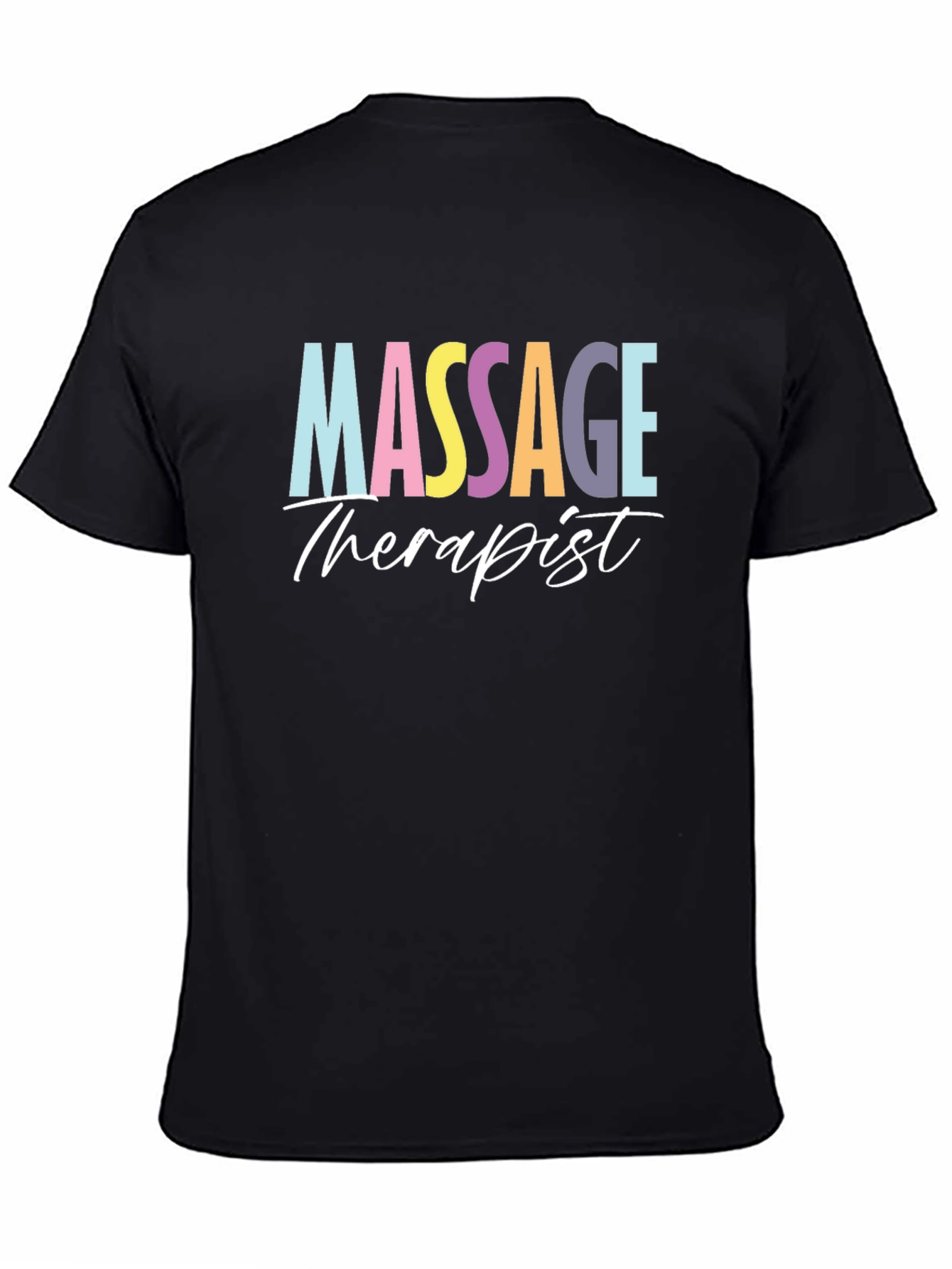 Black Massage Therapist T-Shirt - Soft Cotton Tee view 4