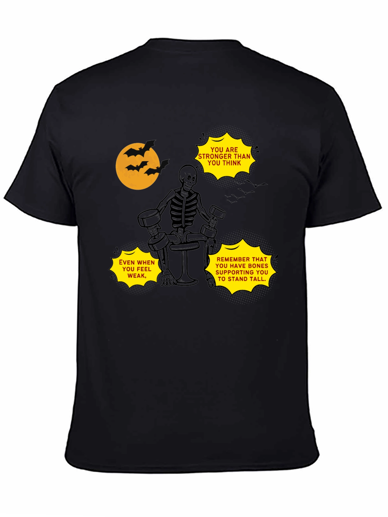 Black Motivational Skeleton Gym T-Shirt view 4