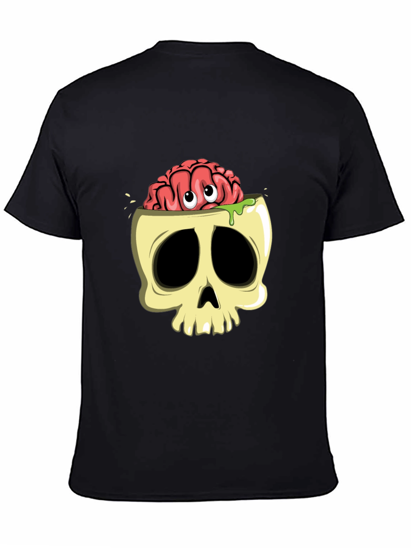 Black Brain Skull Graphic T-Shirt view 4