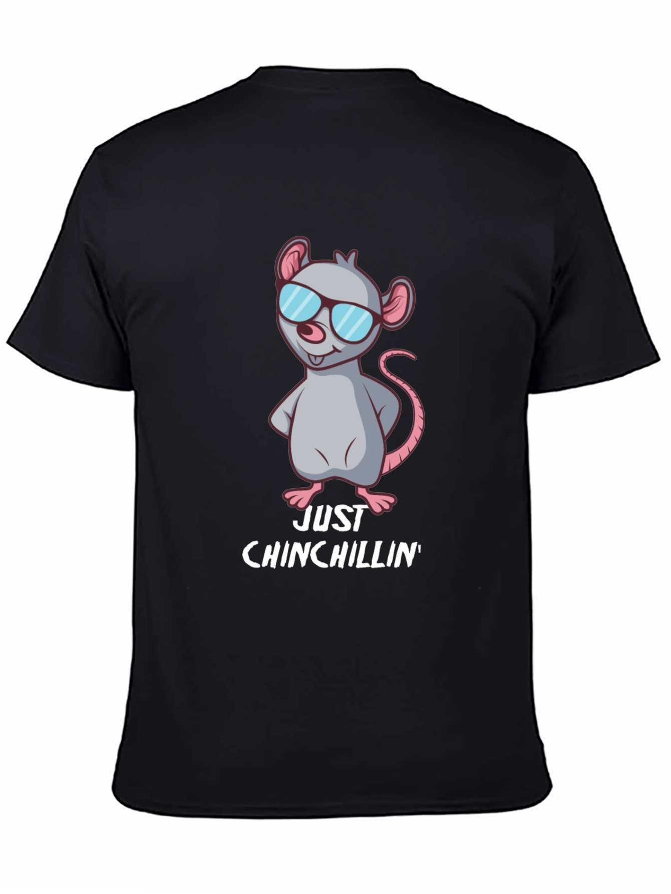 Black Just Chinchillin' Tee - Cool Chinchilla Design view 4