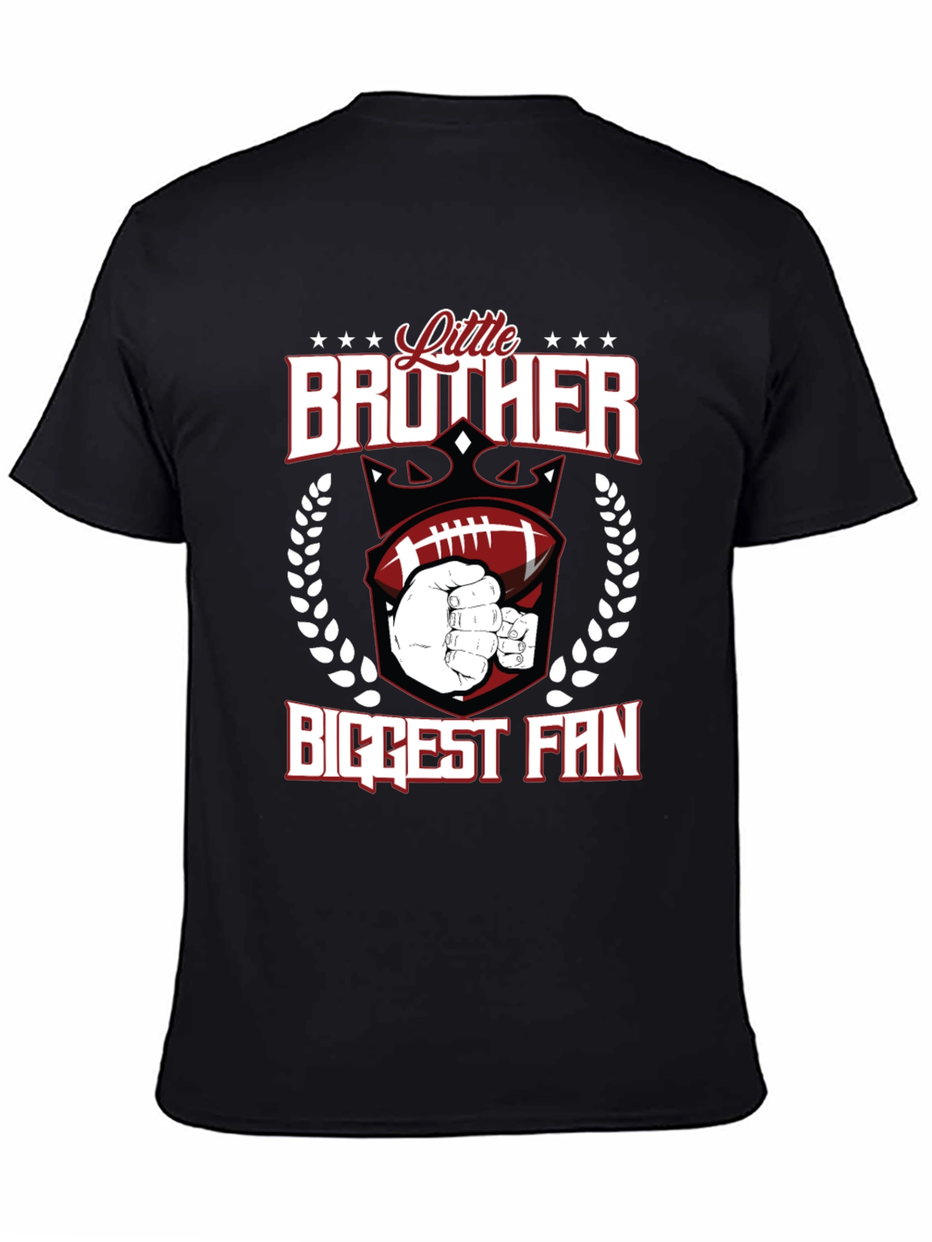 Black Little Brother Biggest Fan T-Shirt view 4