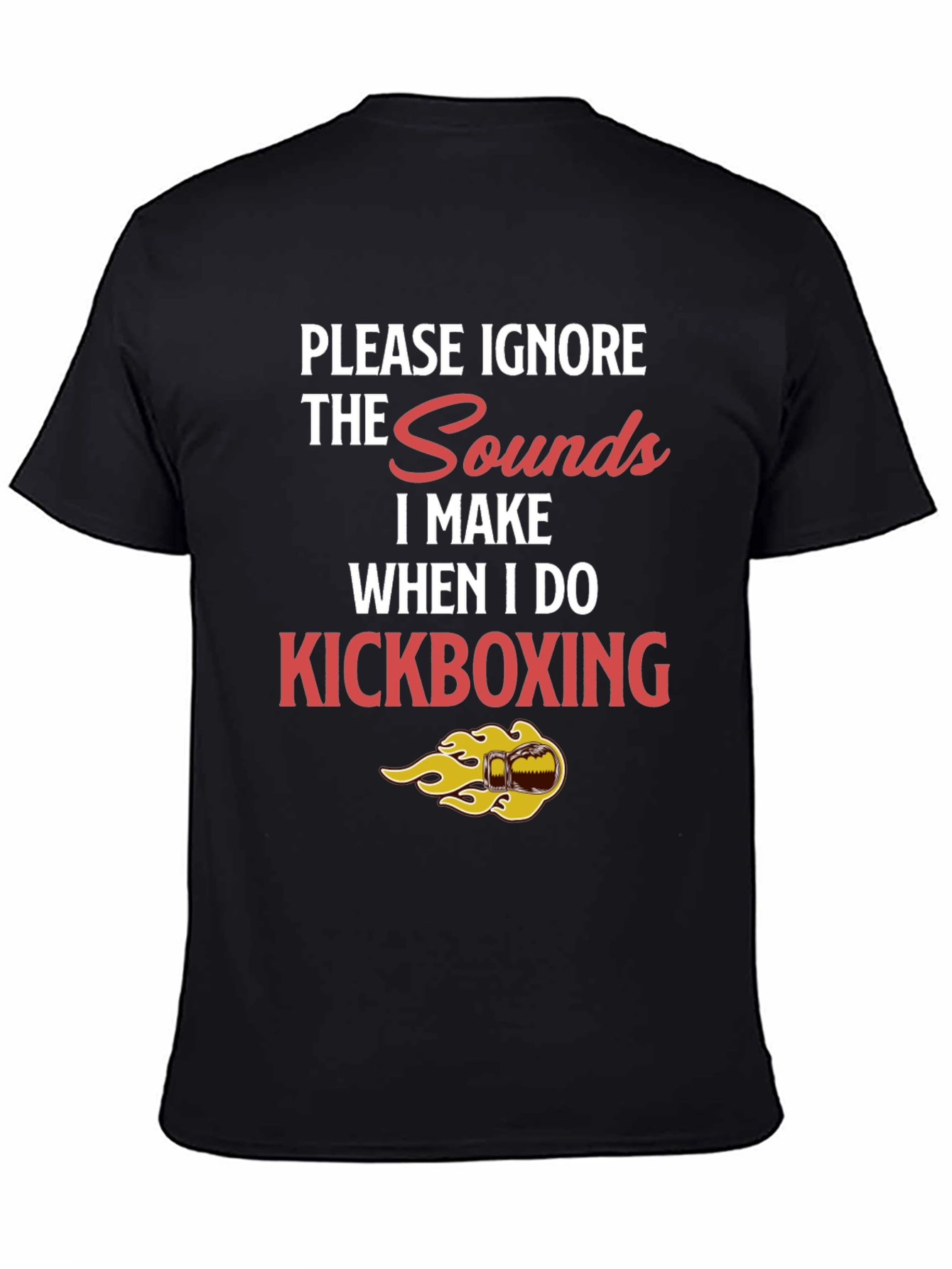 Black Kickboxing Sounds Funny Graphic Tee - Black view 4