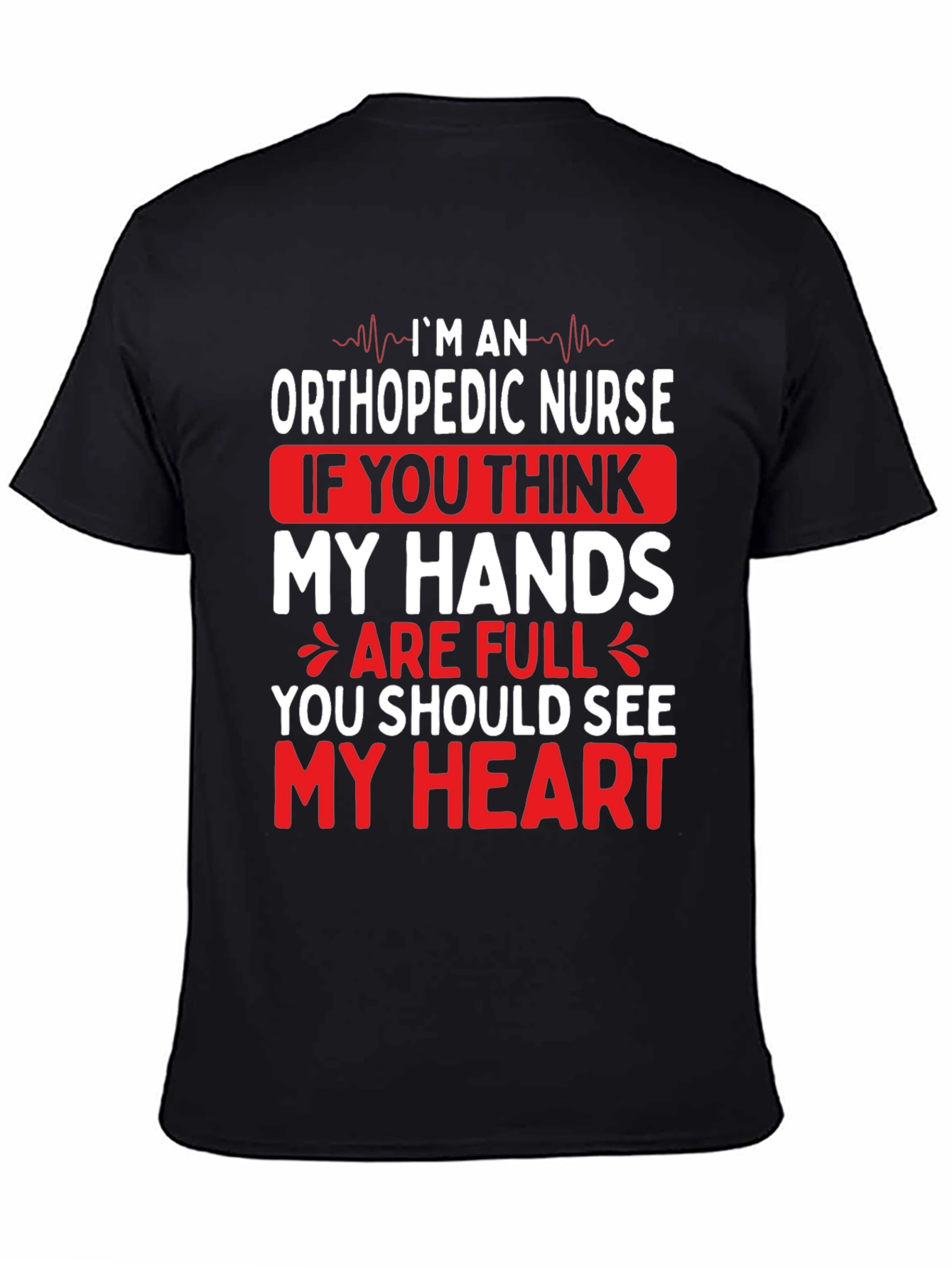 Black Orthopedic Nurse Hands & Heart Graphic T-Shirt view 4