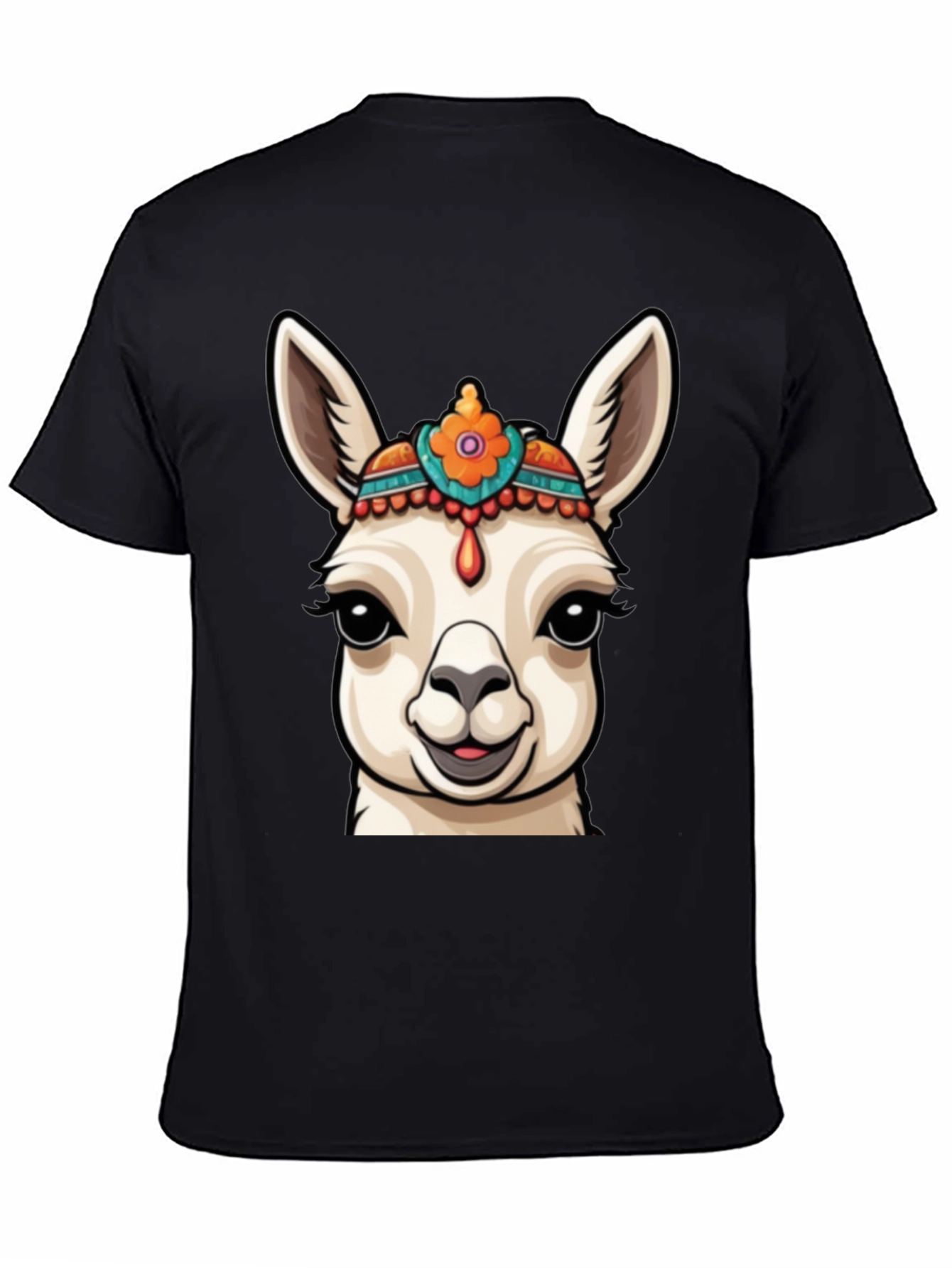 Black Llama Head Graphic Tee - Unique Animal Print view 4
