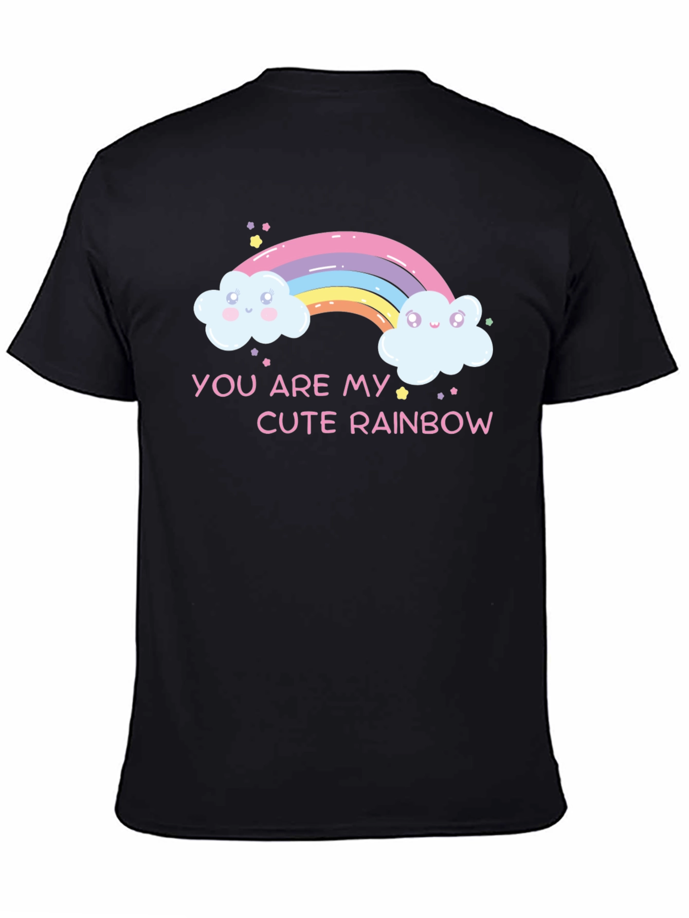 Black Cute Rainbow Graphic Tee - You Are My Rainbow T-Shirt view 4
