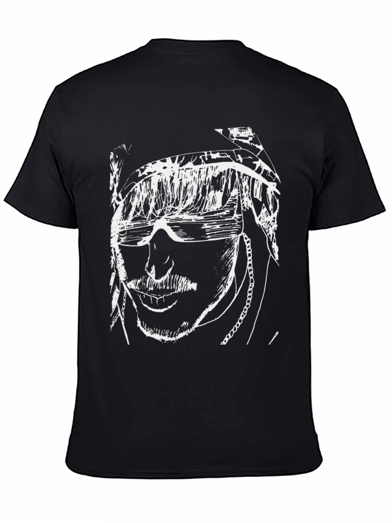 Black Abstract Face Graphic Tee - Black view 4