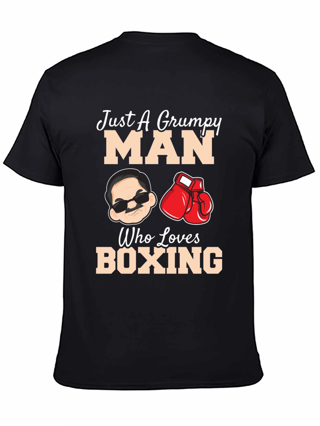 Black Grumpy Man Boxing Lover Graphic T-Shirt view 4