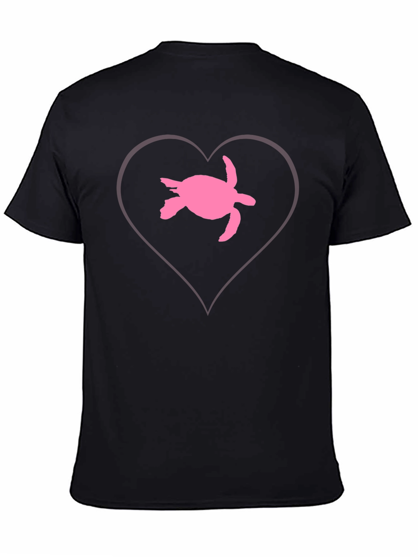 Black Sea Turtle Heart T-Shirt - Black Cotton view 4