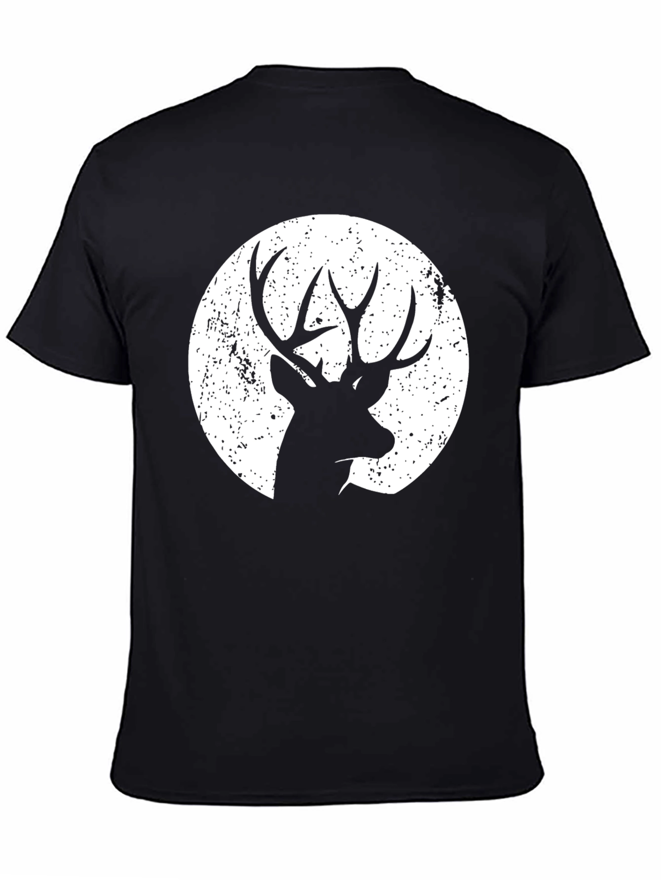 Black Deer Silhouette Graphic Tee - Black Cotton Blend view 4