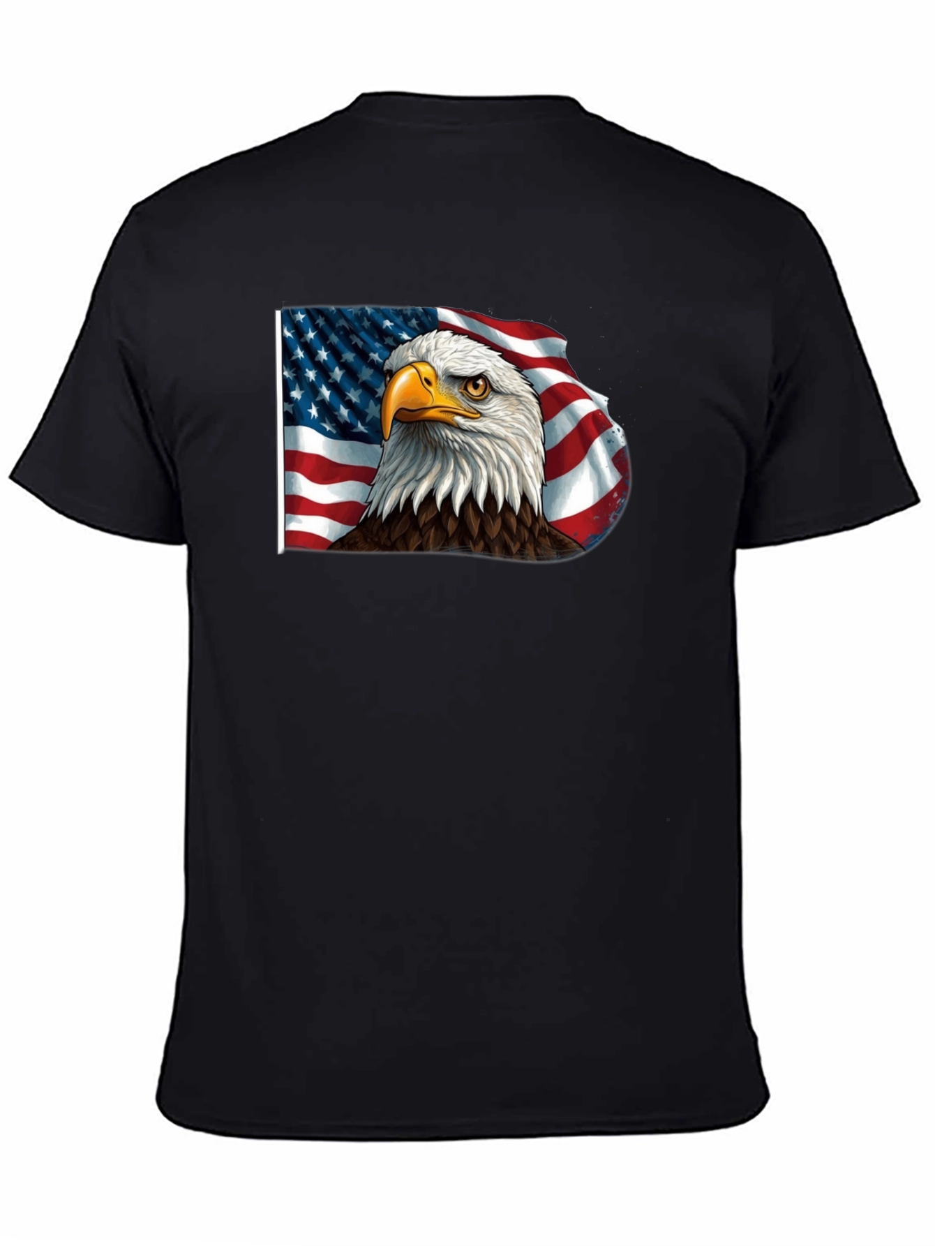 Black American Eagle Flag Graphic Tee - Patriotic Style view 4