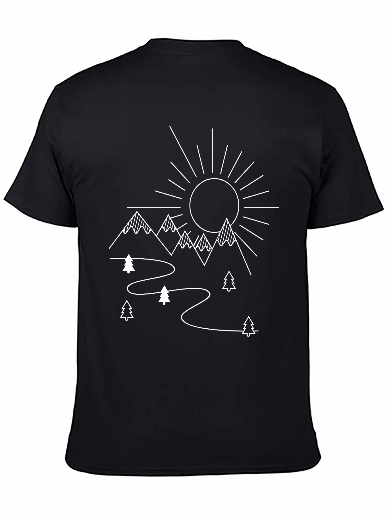 Black Minimalist Mountain Scene Graphic Tee view 4