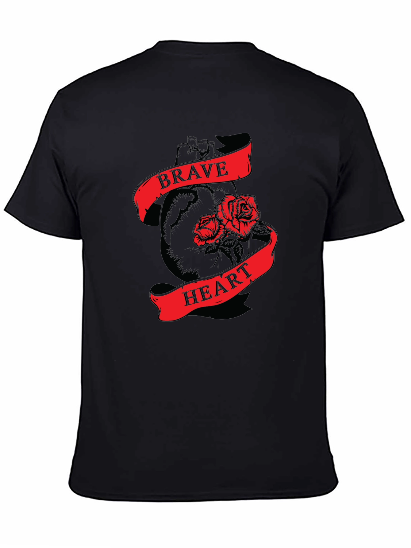 Black Brave Heart Graphic Tee - Men's Short Sleeve T-Shirt view 4