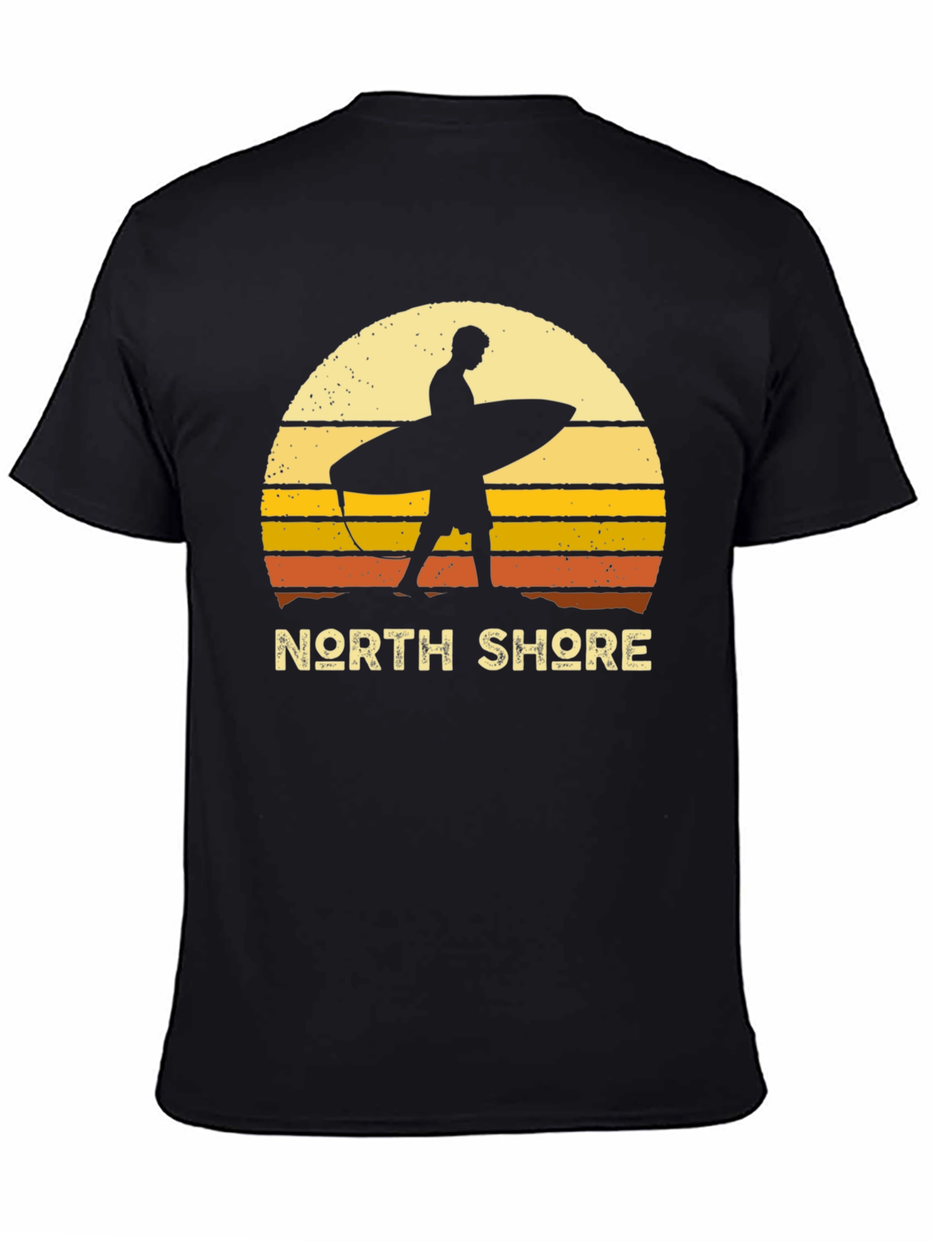 Black North Shore Surfer Sunset Graphic Tee - Black view 4