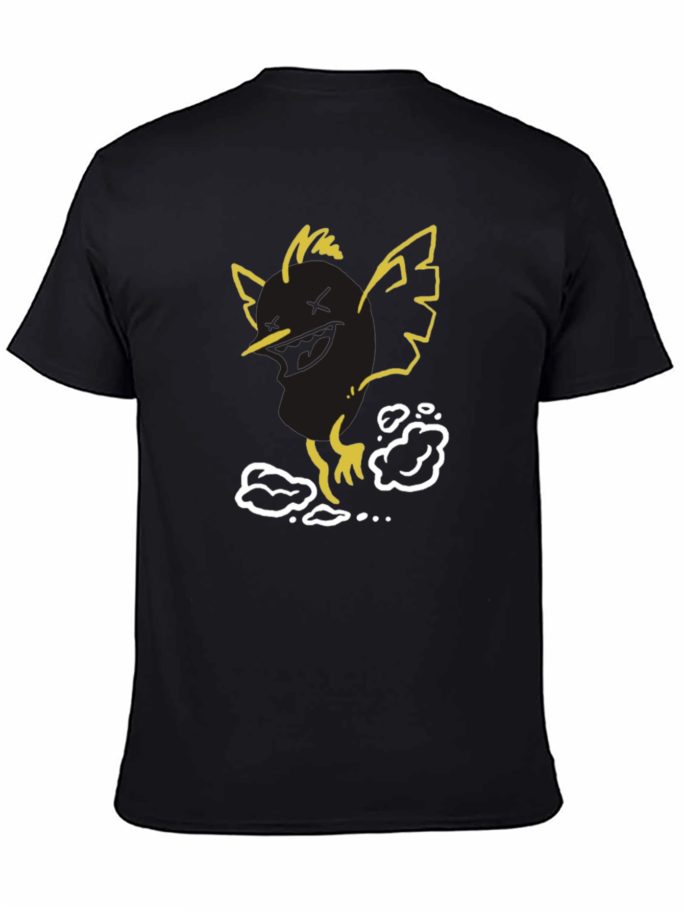 Black Cool Bird Graphic Tee - Black Cotton Blend view 4