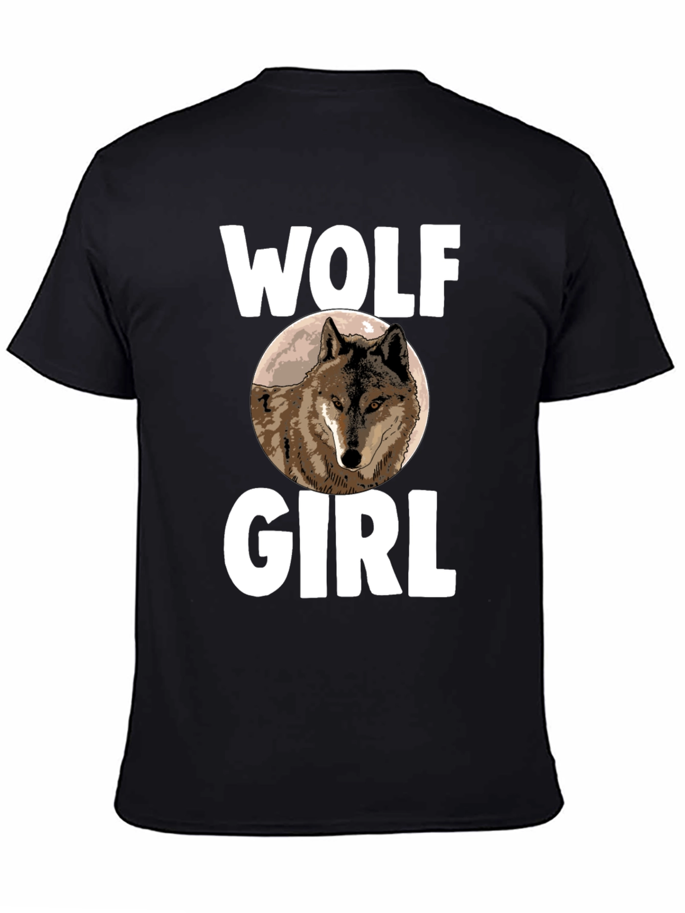 Black Wolf Girl T-Shirt - Novelty Animal Graphic Tee view 4