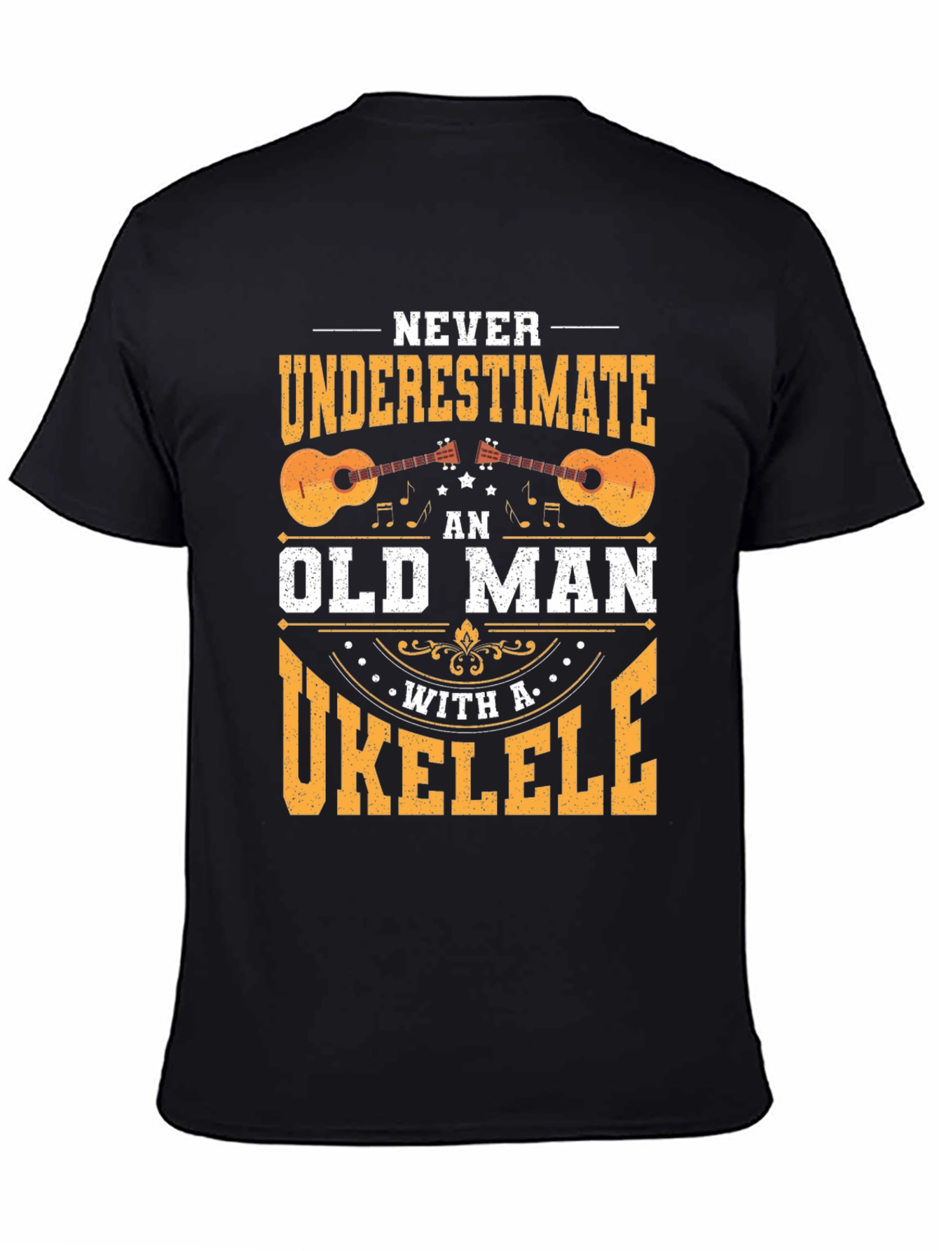 Black Old Man Ukulele T-Shirt view 4