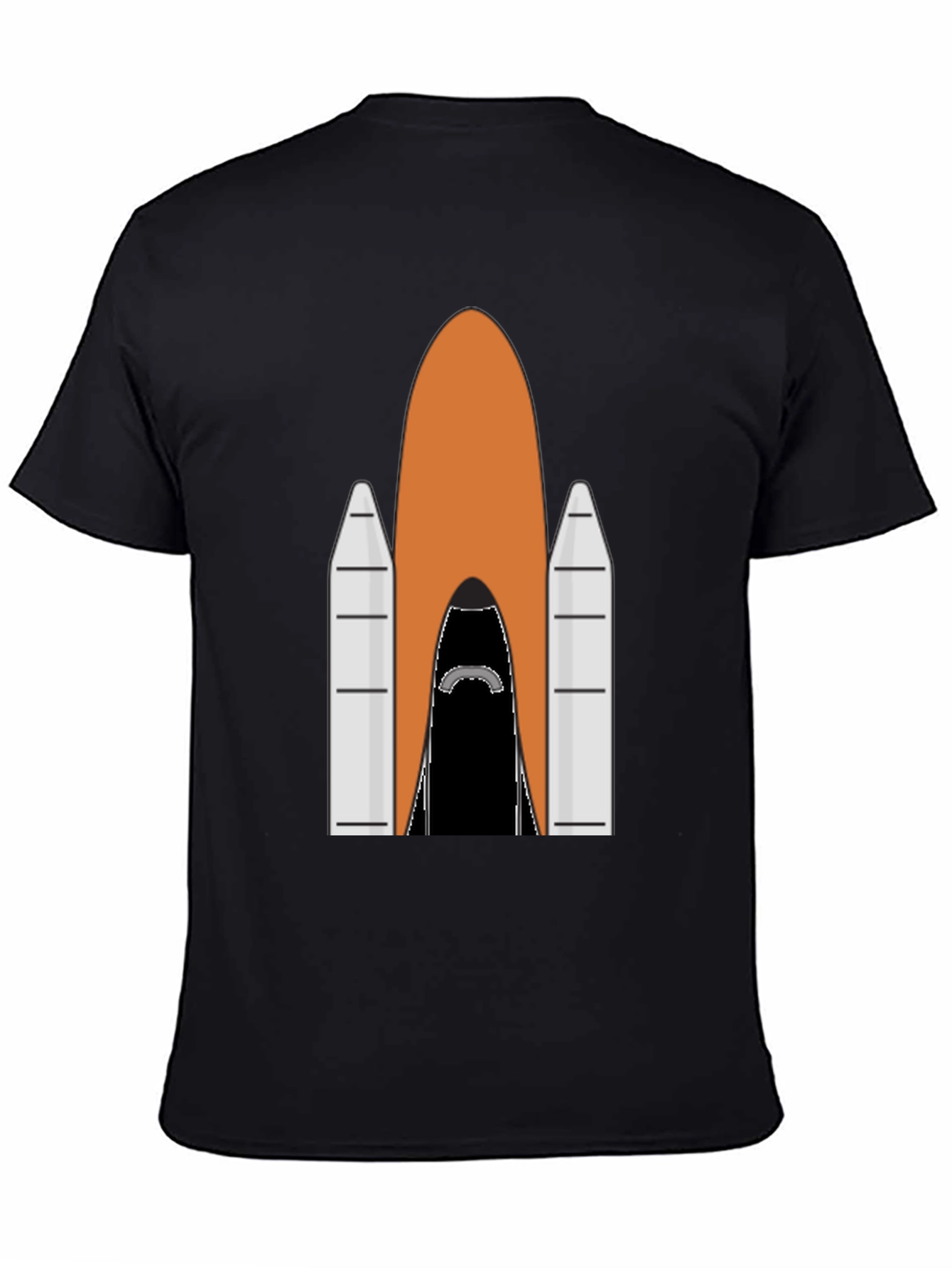 Black Rocket Ship Graphic Tee - Black Cotton T-Shirt view 4