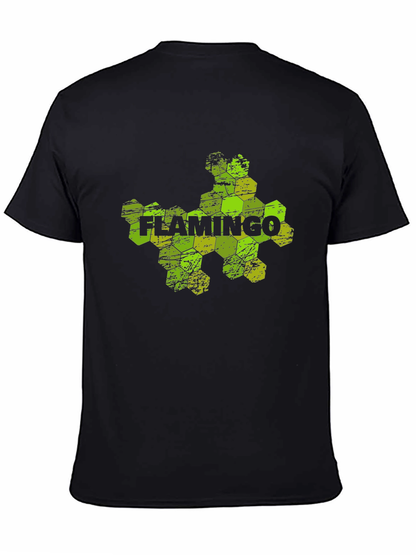 Black Flamingo Hexagon Graphic Black T-Shirt view 4