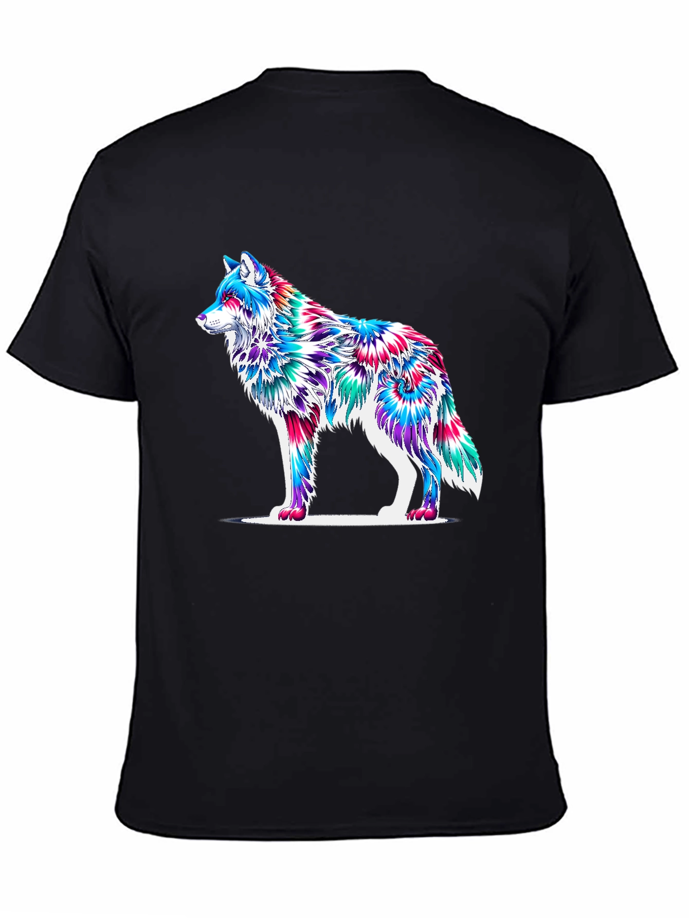 Black Psychedelic Wolf Graphic T-Shirt - Black view 4