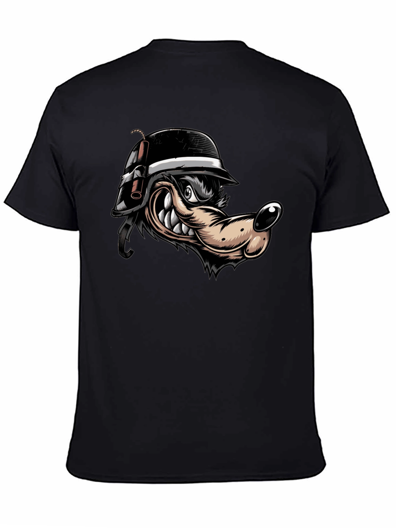 Black Black Wolf Cartoon Graphic T-Shirt view 4