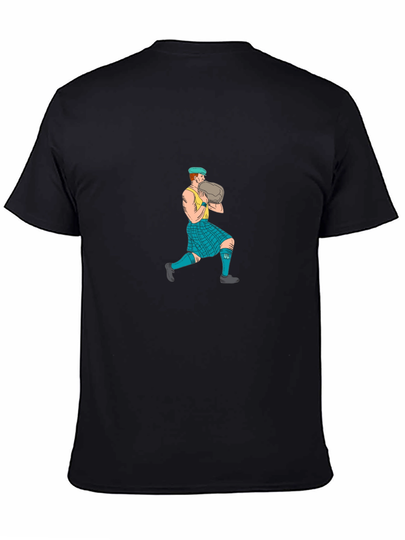 Black Scottish Games T-Shirt - Stone Thrower Design view 4