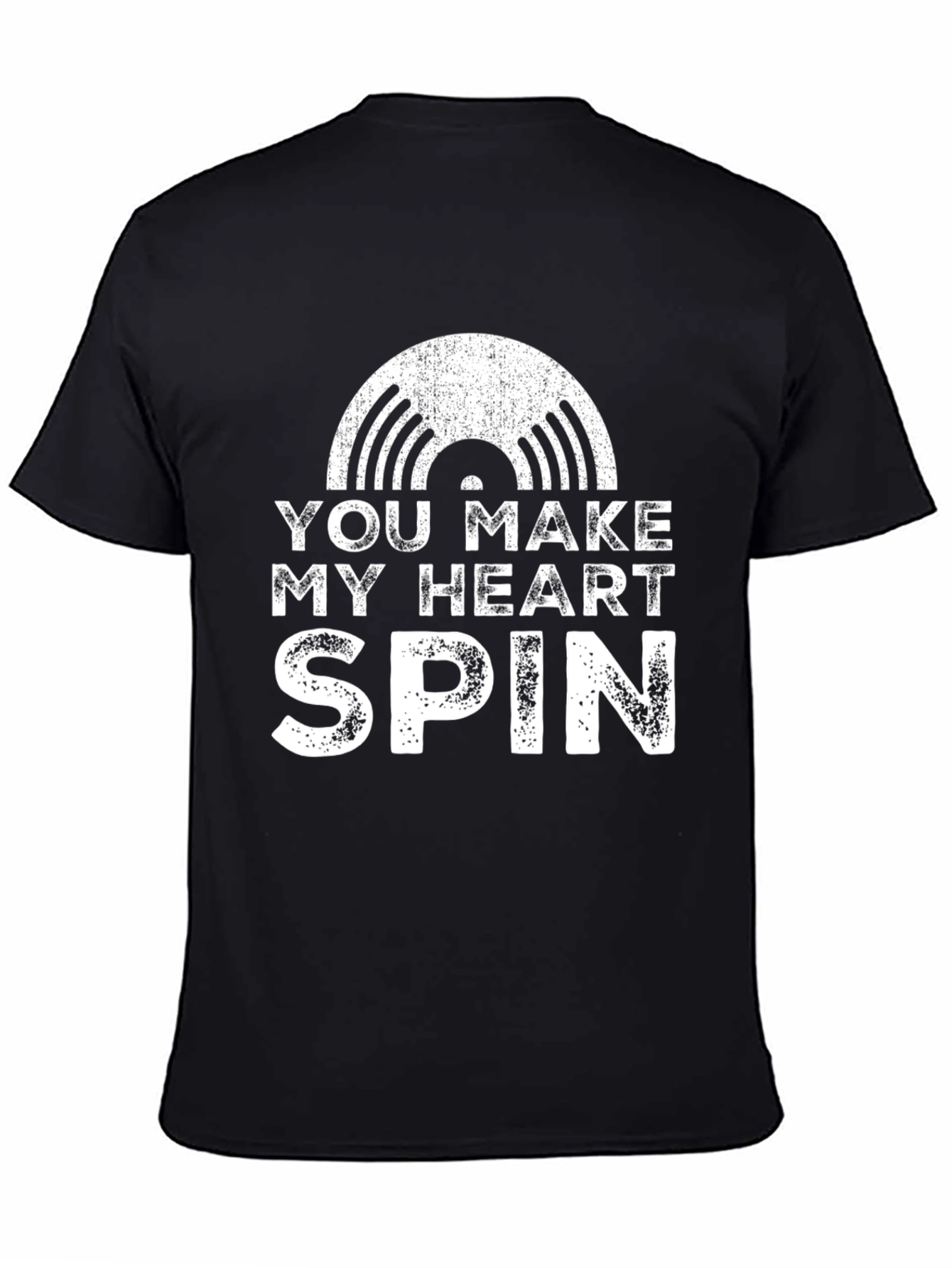 Black You Make My Heart Spin Record Graphic T-Shirt view 4