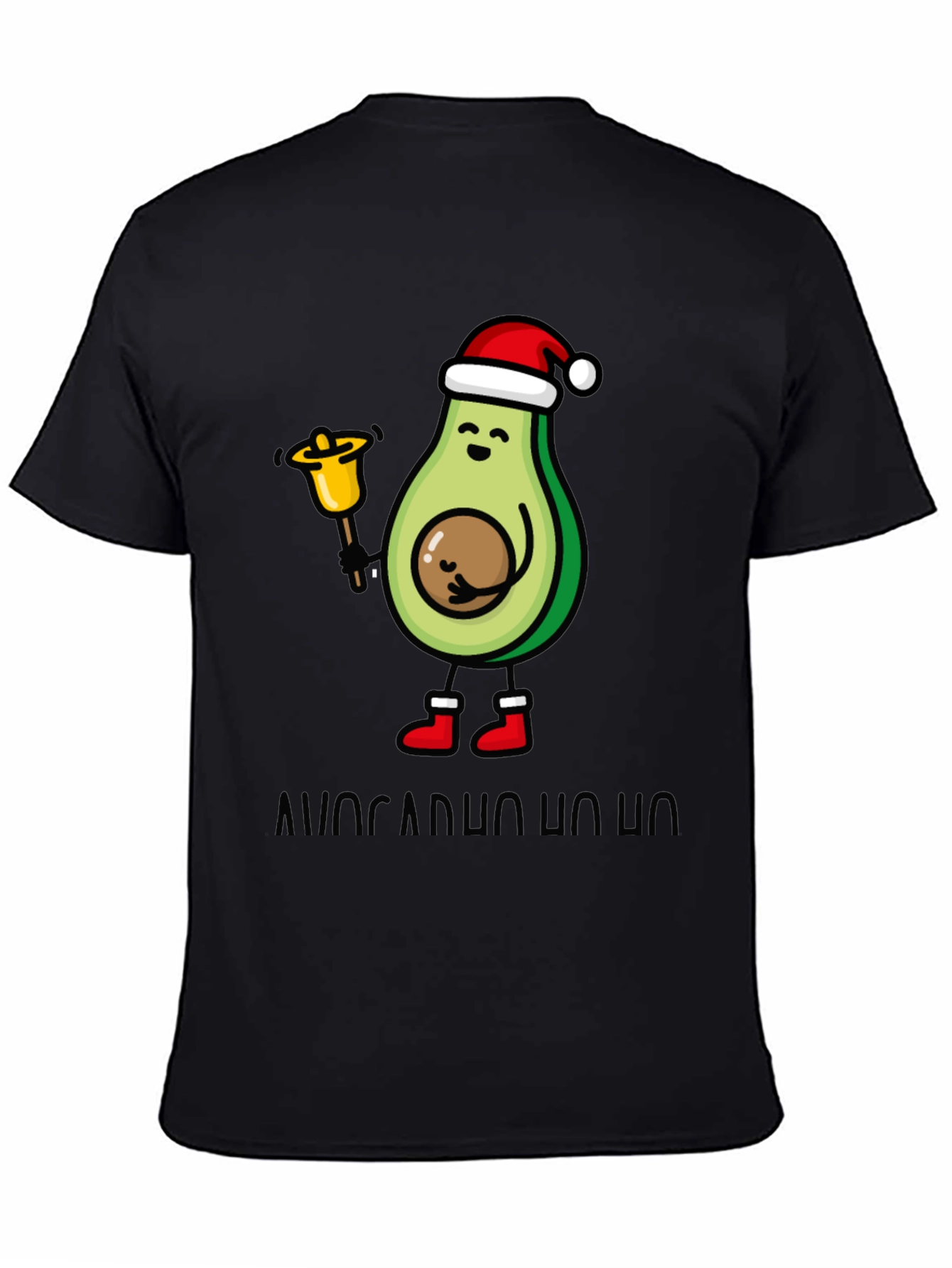 Black Festive Avocado Christmas T-Shirt view 4