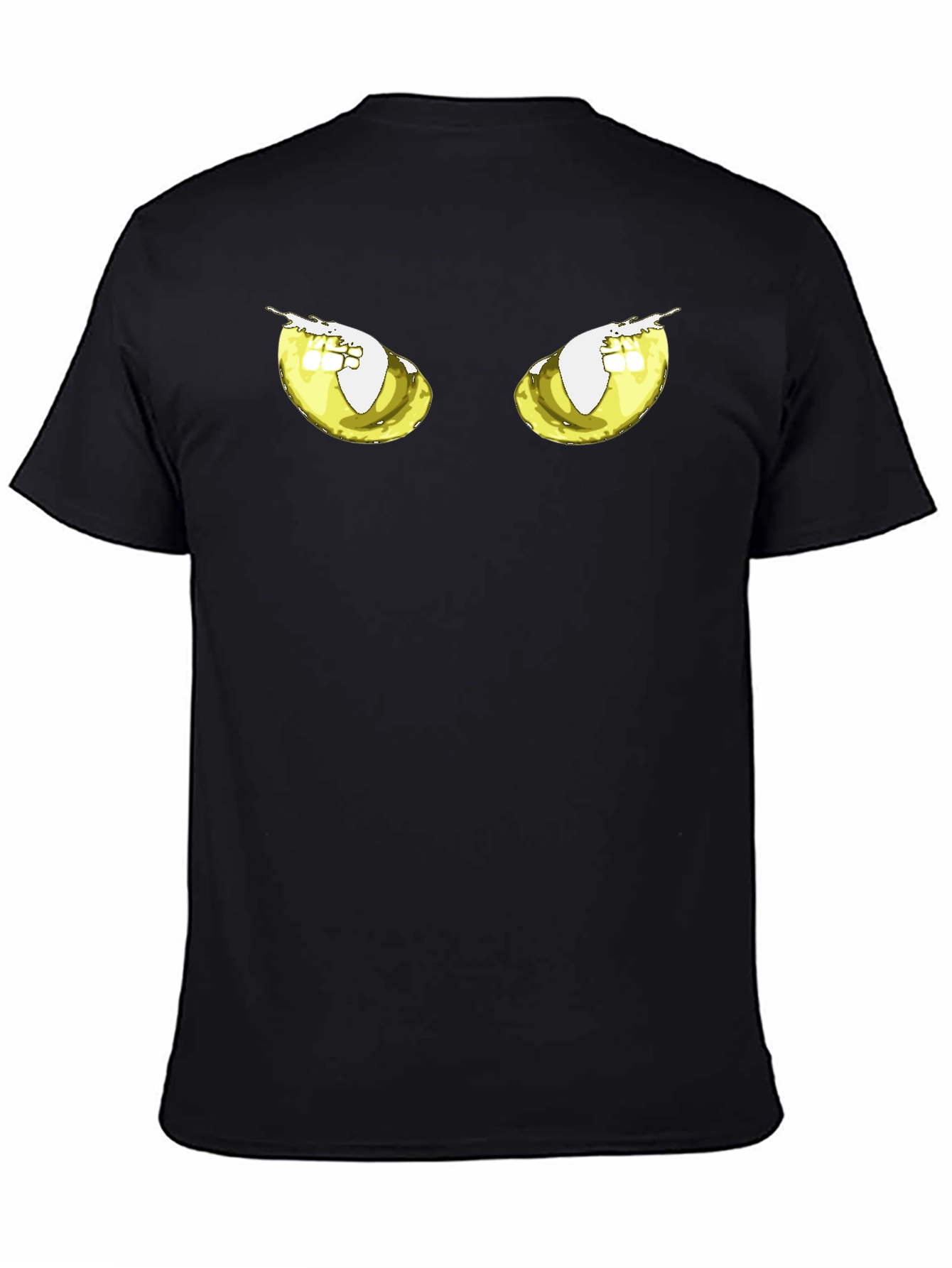Black Men's Black T-Shirt with Cartoon Eyes view 4