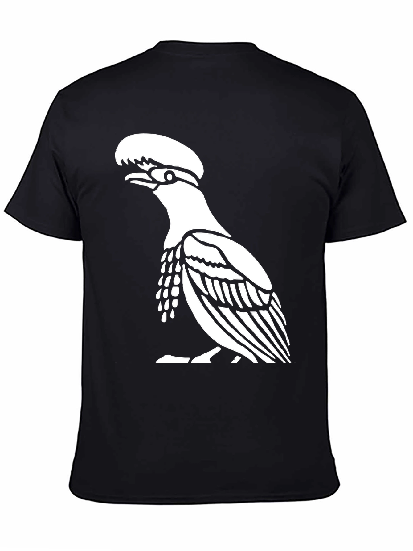 Black Black T-Shirt with Bird Design view 4