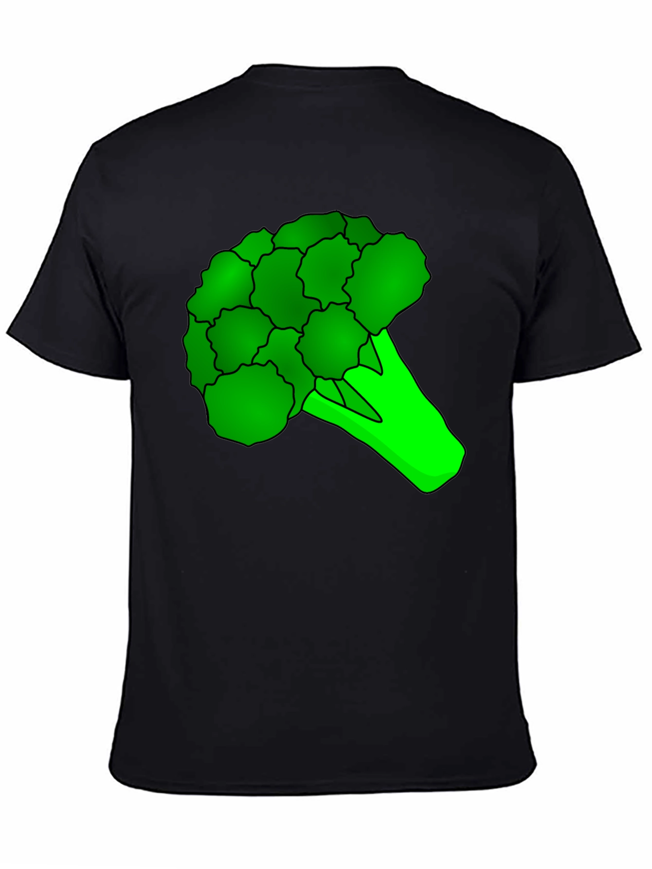 Black Broccoli Graphic Tee - Black Cotton T-Shirt view 4